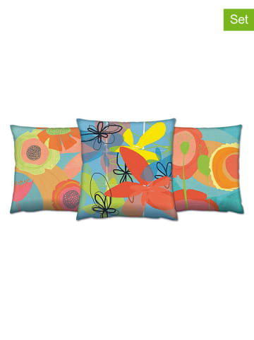 Wallity 3er-Set: Kissen in Türkis/ Gelb/ Orange