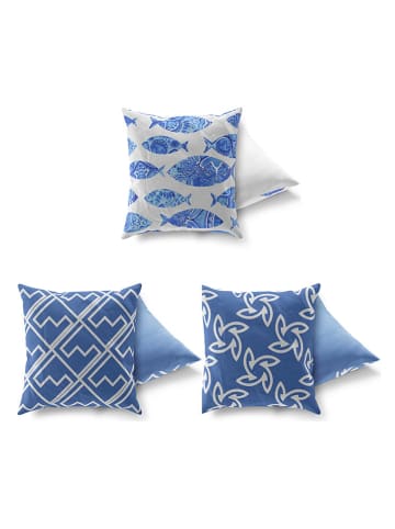 Wallity 3-delige set: kussens blauw/wit