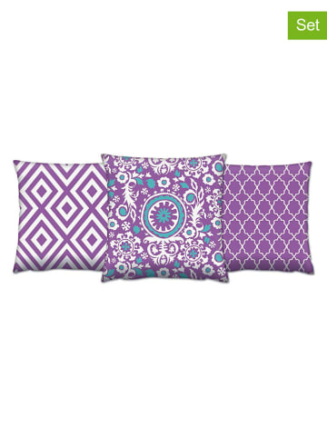 Wallity 3er-Set: Kissen in Lila/ Weiß/ Türkis