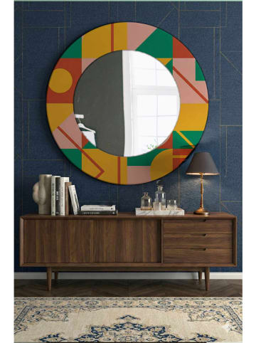 Wallity Spiegel lichtroze/geel/groen - Ø 58 cm