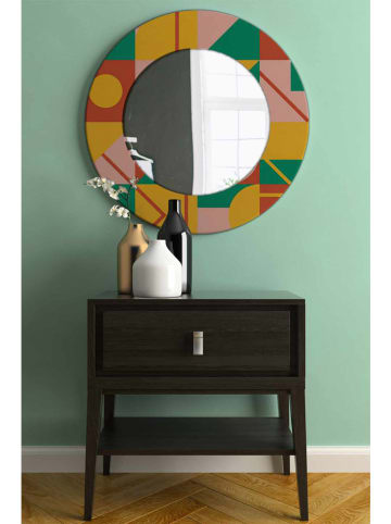 Wallity Spiegel lichtroze/geel/groen - Ø 58 cm