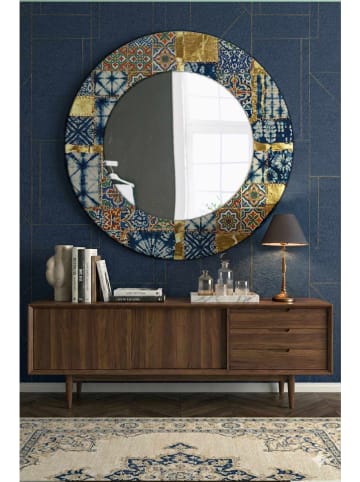 Wallity Spiegel blauw/goudkleurig - Ø 58 cm