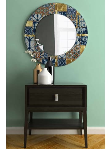 Wallity Spiegel in Blau/ Gold - Ø 58 cm