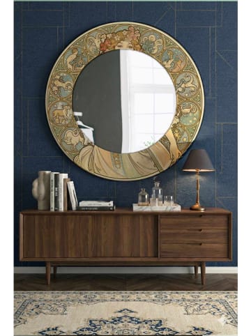 Wallity Spiegel beige/lichtblauw - Ø 58 cm