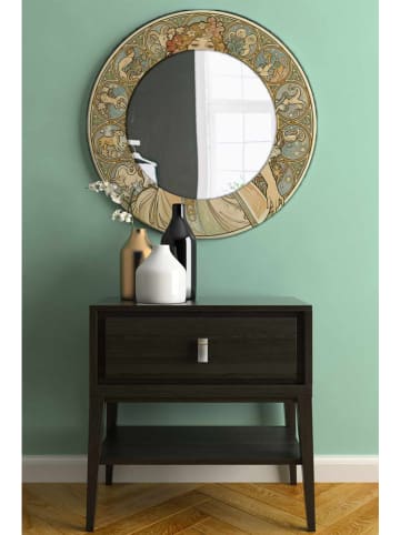 Wallity Spiegel in Beige/ Hellblau - Ø 58 cm