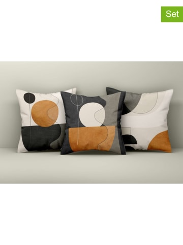 Wallity 3er-Set: Kissenhüllen in Creme/ Hellbraun/ Schwarz