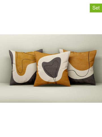 Wallity 3-delige set: kussenhoezen beige/lichtbruin/grijs