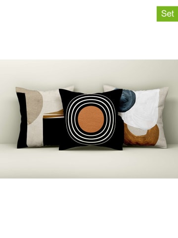Coin de Pierre 3er-Set: Kissenhüllen in Braun/ Beige/ Weiß - (L)43 x (B)43 cm
