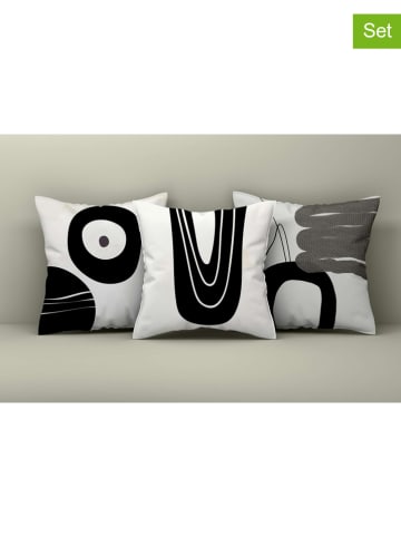 Wallity 3-delige set: kussenhoezen wit/zwart/grijs