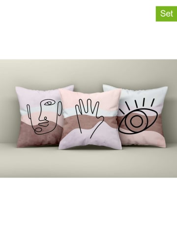 Wallity Poszewki (3 szt.) w kolorze fioletowo-miętowo-brązowym na poduszkę