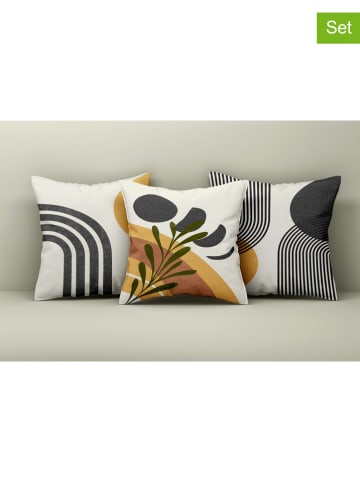 Wallity 3er-Set: Kissenhüllen in Creme/ Gelb/ Anthrazit