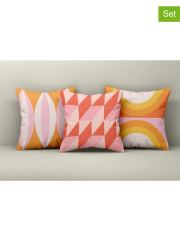 Wallity 3-delige set: kussenhoezen roze/rood/oranje
