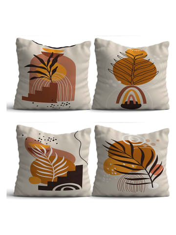 Wallity 4er-Set: Kissenhüllen in Weiß/ Orange