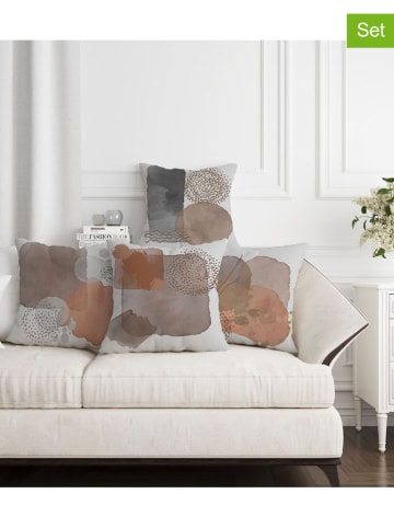 Wallity 4er-Set: Kissenhüllen in Weiß/ Beige/ Orange