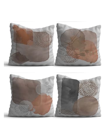 Wallity Poszewki (4 szt.) w kolorze biało-pomarańczowo-beżowym na poduszkę