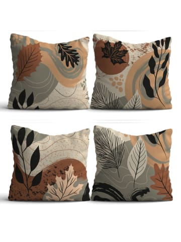 Wallity 4-delige set: kussenhoezen beige/lichtbruin/groen