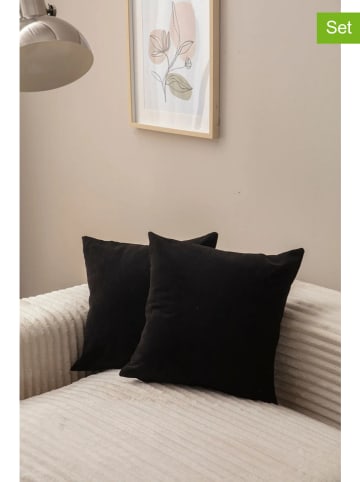 Wallity 2-delige set: kussenshoezen zwart - (L)43 x (B)43 cm