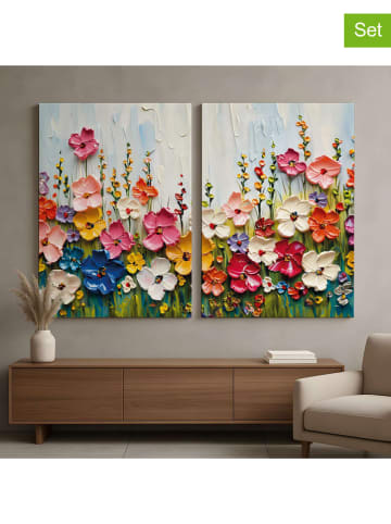 Wallity 2-delige set: kunstdrukken op canvas meerkleurig - (B)80 x (H)120 cm