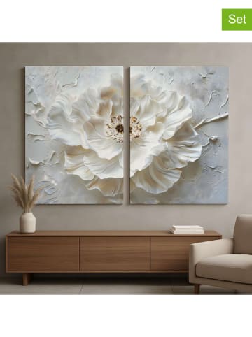 Wallity 2er-Set: Leinwanddrucke in Weiß - (B)80 x (H)120 cm