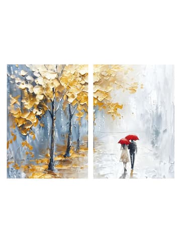 Wallity 2er-Set: Leinwanddrucke in Blau/ Gelb/ Weiß - (B)80 x (H)120 cm