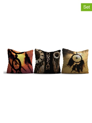Wallity 3er-Set: Kissen in Braun/ Beige/ Orange