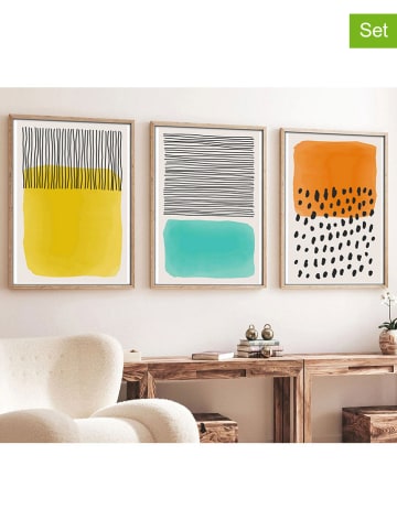 wall addiction 3-delige set: ingelijste kunstdrukken op hout