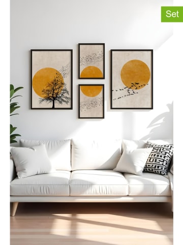 Wallity 4-delige set: ingelijste kunstdrukken