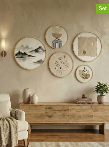 Wallity 5-delige set: ingelijste kunstdrukken