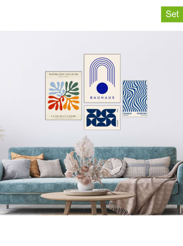 Wallity 4er-Set: Gerahmte Kunstdrucke