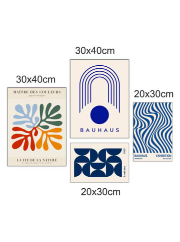 Wallity 4-delige set: ingelijste kunstdrukken