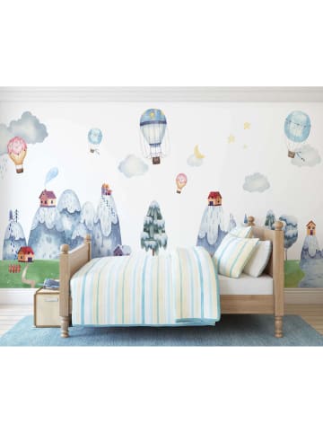 Wallity Wandsticker wit/blauw/groen - (L)100 x (B)100 cm