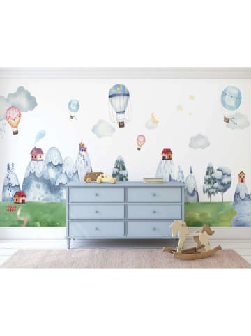 Wallity Wandsticker in Weiß/ Blau/ Grün - (L)100 x (B)100 cm