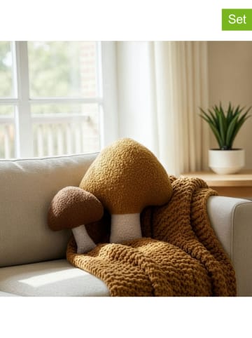 Wallity 2-delige set: kussen bruin/wit