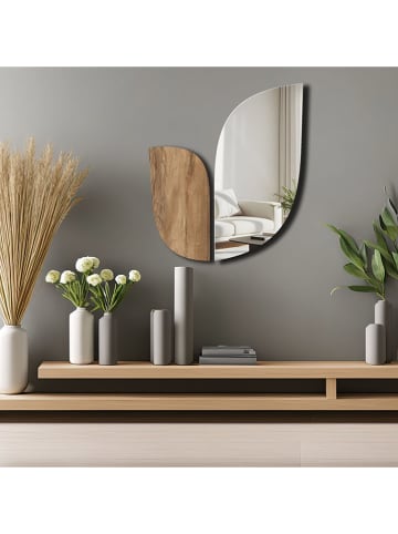 ABERTO DESIGN Spiegel zilverkleurig/lichtbruin - (B)43 x (H)50 cm