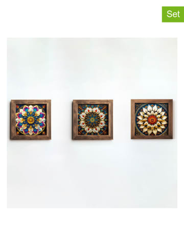 Wallity 3er-Set: Gerahmte Kunstdrucke - (L)15 x (B)15 cm