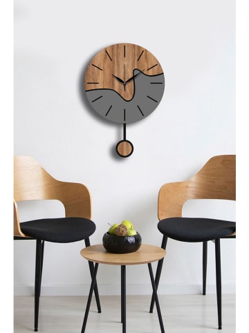 ABERTO DESIGN Wanduhr in Hellbraun/ Grau - Ø 39 cm