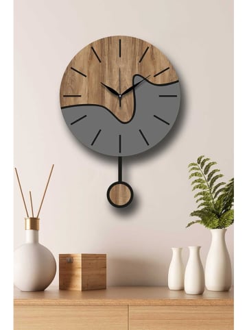 ABERTO DESIGN Wanduhr in Hellbraun/ Grau - Ø 39 cm