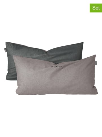 Schiesser 2er-Set: Renforcé-Kissenhüllen in Grau/ Anthrazit
