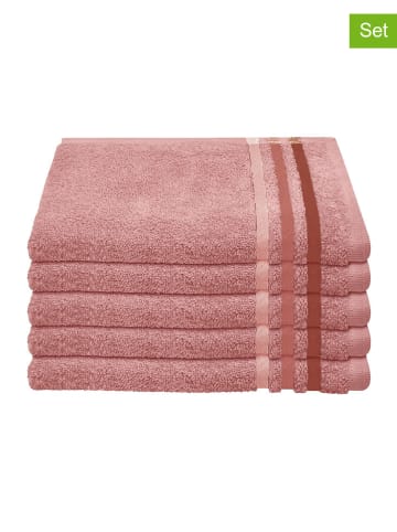 Schiesser 5er-Set: Gästehandtücher "Skyline" in Rosa