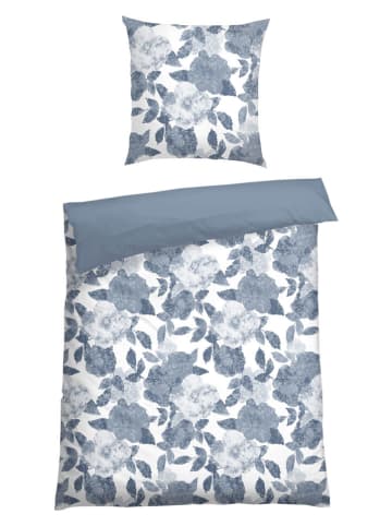 Schiesser Renforcé-Bettwäsche-Set ''Elisa'' in Weiß/ Blau
