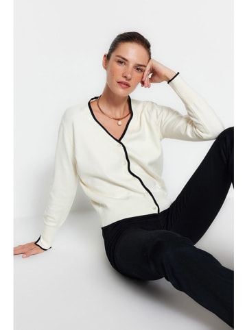 trendyol Cardigan in Creme/ Schwarz