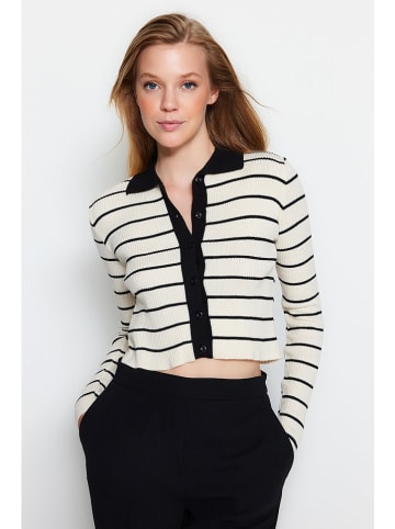 trendyol Cardigan in Creme/ Schwarz