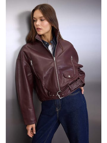 trendyol Kunstlederjacke in Bordeaux