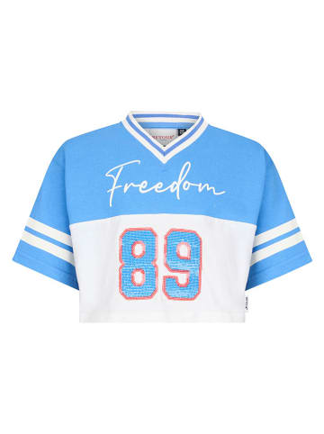 Retour Shirt "Drancy" wit/lichtblauw