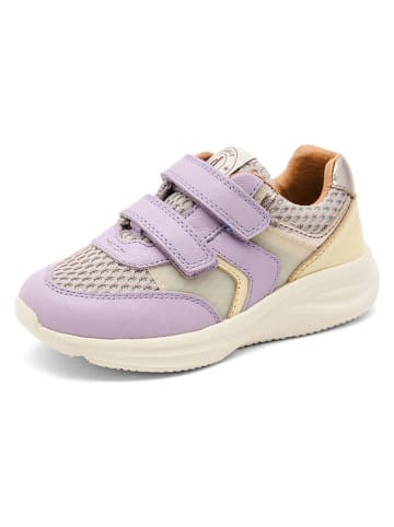 bisgaard Leder-Sneakers "Yuki Glitter" in Lila/ Beige