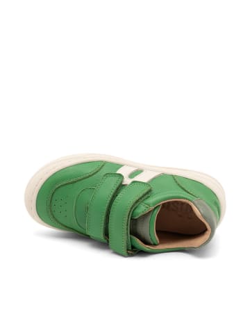 bisgaard Leder-Sneakers in Grün/ Weiß