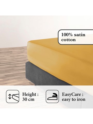 CXL by Christian Lacroix Satin-Spannbettlaken in Gelb