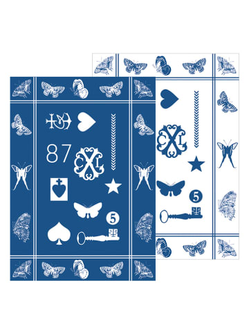 CXL by Christian Lacroix 2-delige set: theedoeken blauw/wit