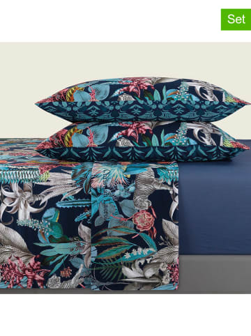 CXL by Christian Lacroix 4-delige set: satijnen bedlakens en kussenslopen blauw/meerkleurig