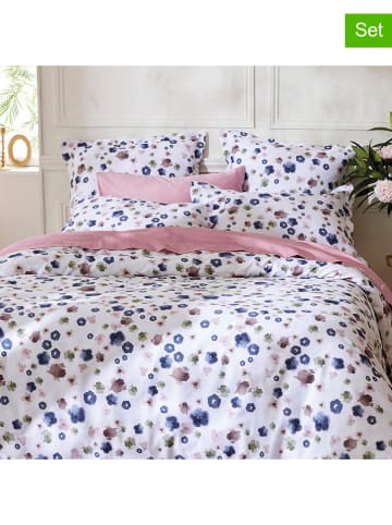 CXL by Christian Lacroix Satin-Kissenbezug in Weiß/ Dunkelblau/ Khaki